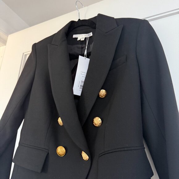 NWT Veronica Beard Miller Dickey Blazer Jacket In Black Double Breasted Sz 00 - Picture 6 of 9